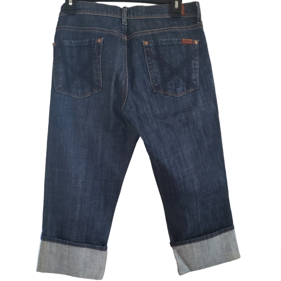 7 For All Mankind Crop/Capri Mia Jeans Size 30 EUC Dark Wash Jeans - Picture 6 of 9
